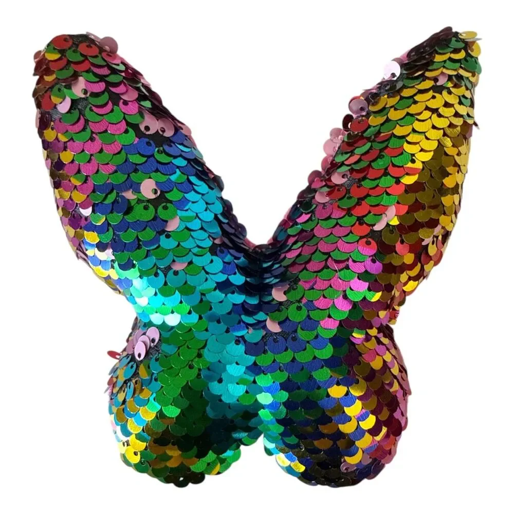 Plush Butterfly Rainbow Sequins Pink Sparkle Stuffed Animal Flippy Sequin 5 Inch